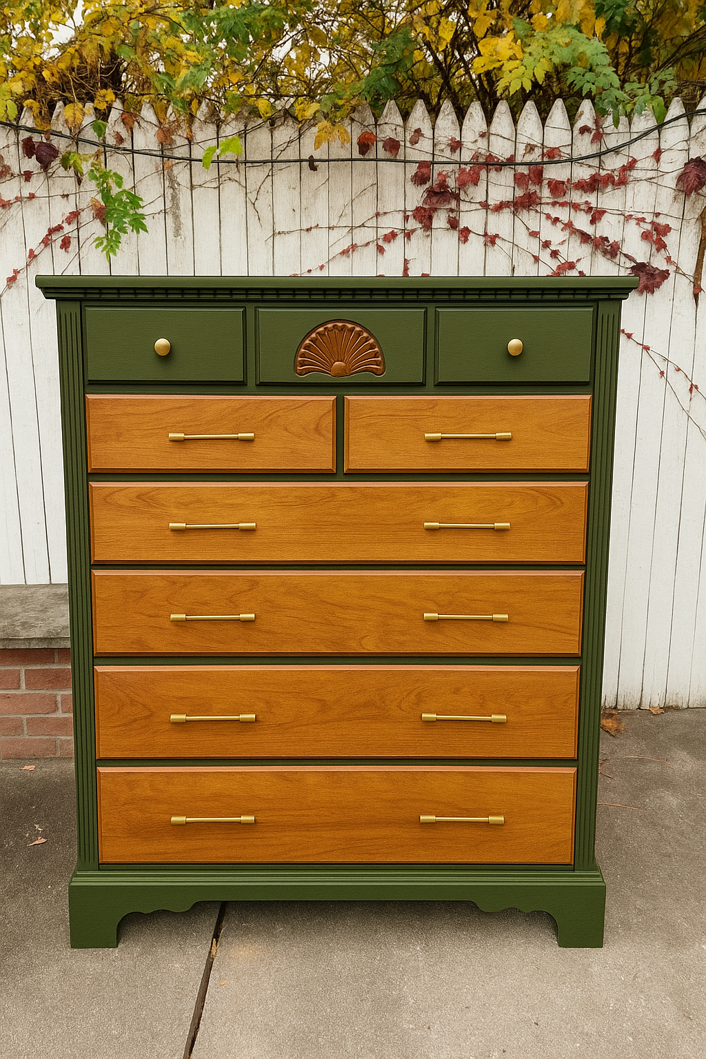 Wood and green dresser restoration